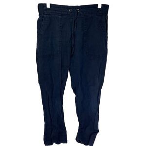 Athleta 100% Linen Joggers Pants Navy Blue Women's Size 4 w/Pockets